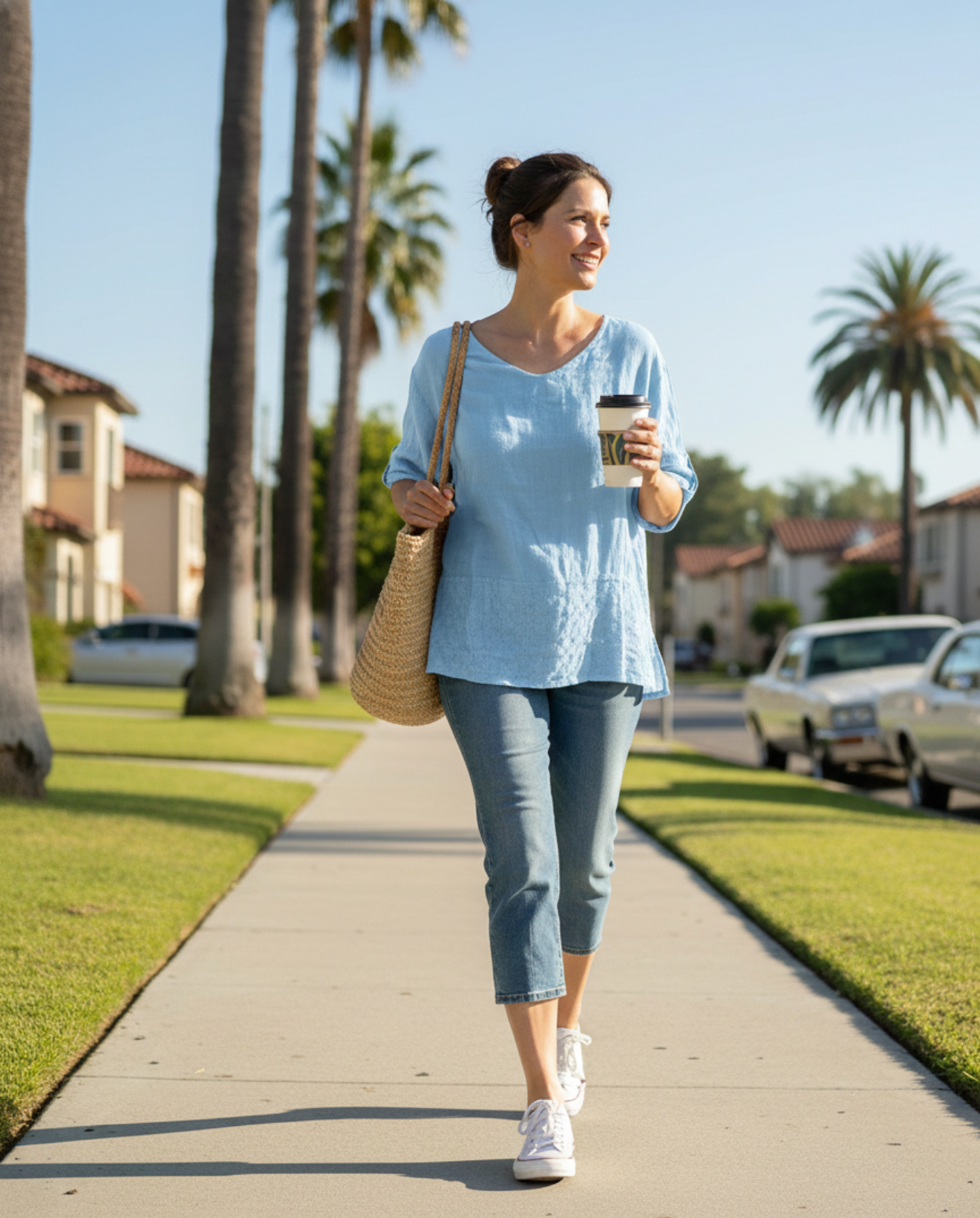 Lightweight Linen V-Neck Top – Relaxed Fit