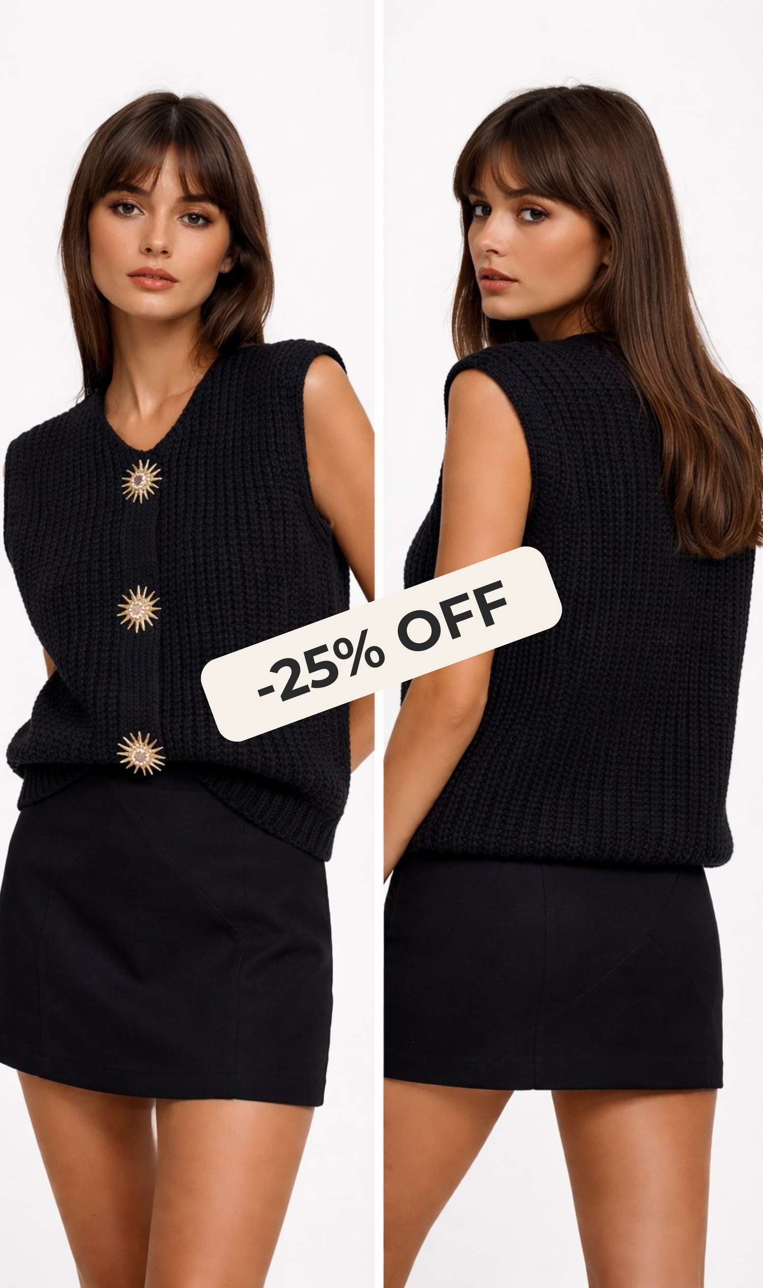 Parisian chic buttonned knit vest