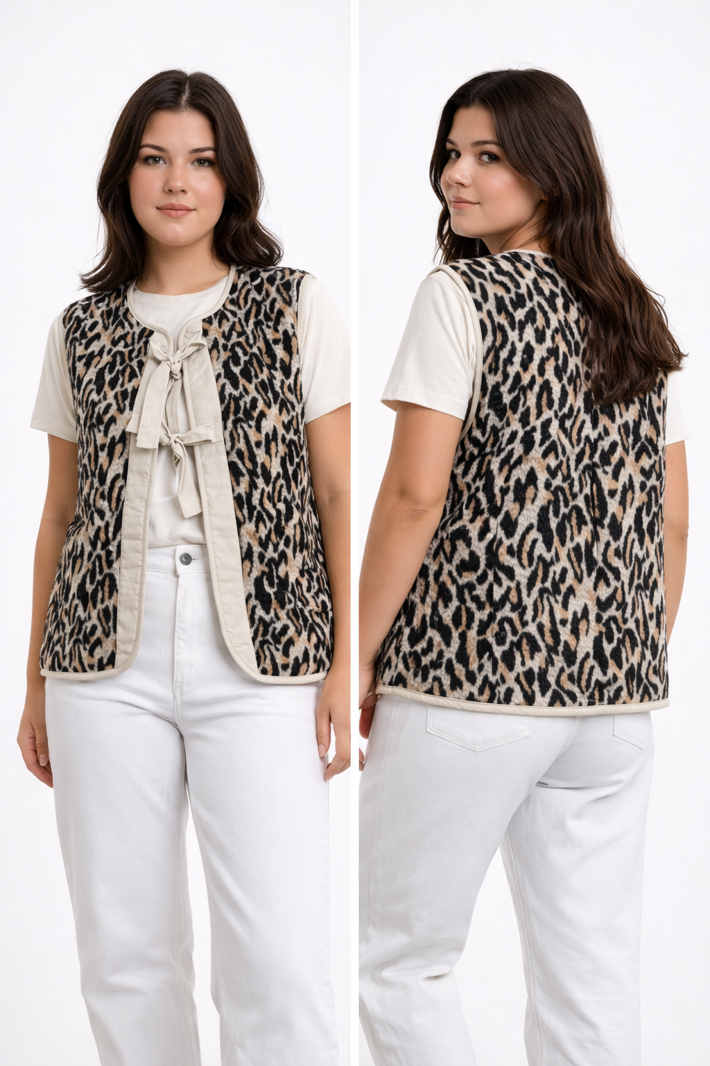 Leopard print sleeveless vest