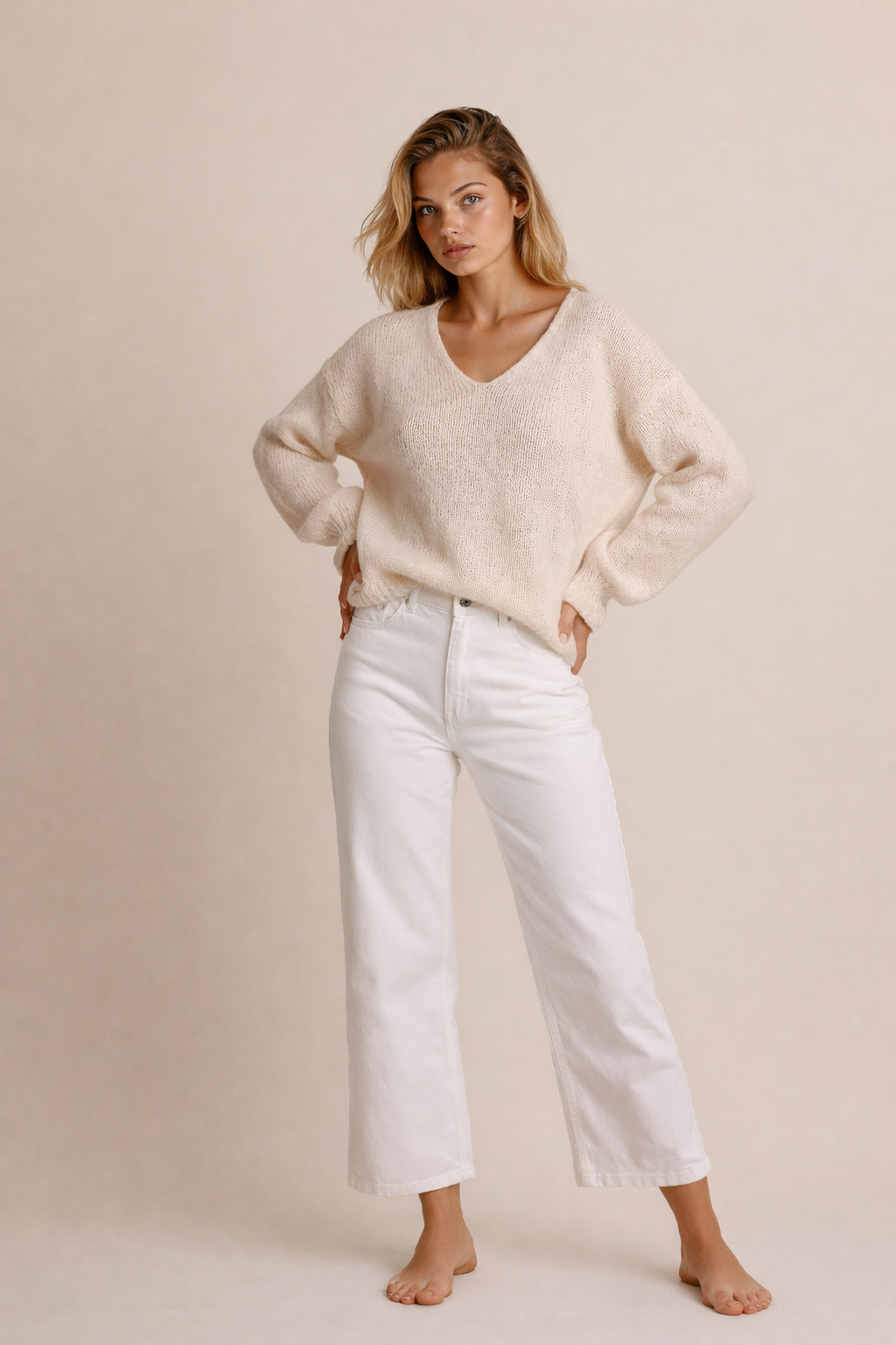Soft V-Neck Knit Sweater