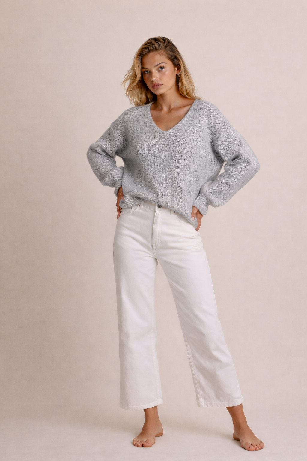 Soft V-Neck Knit Sweater
