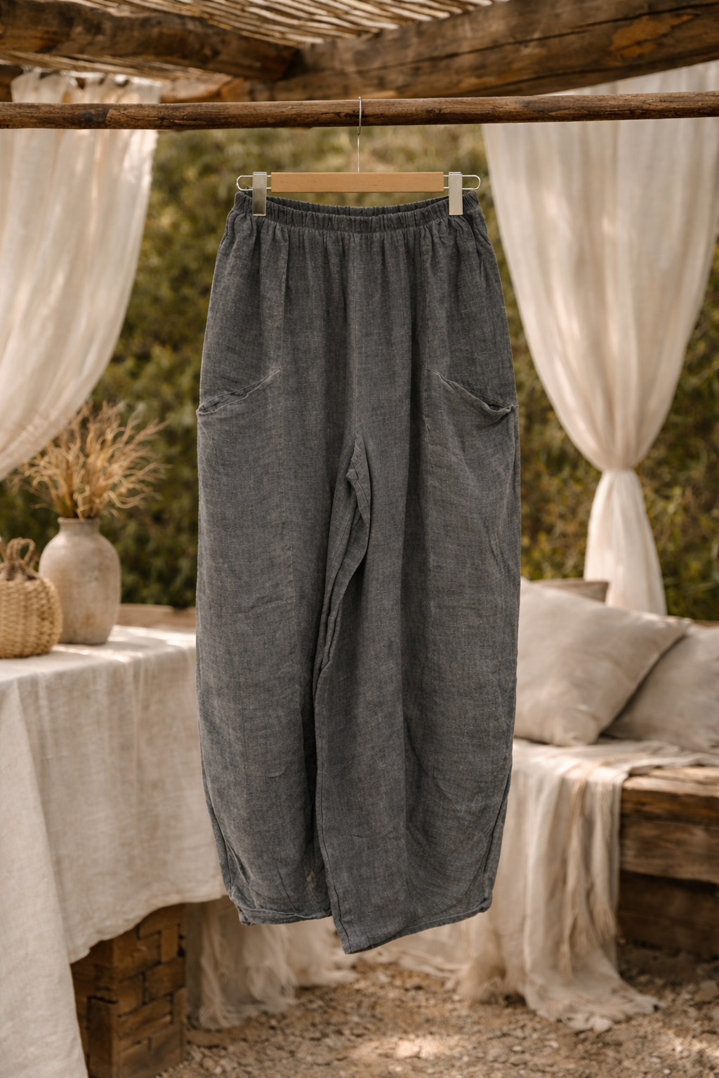 French Linen Wide-Leg Pants