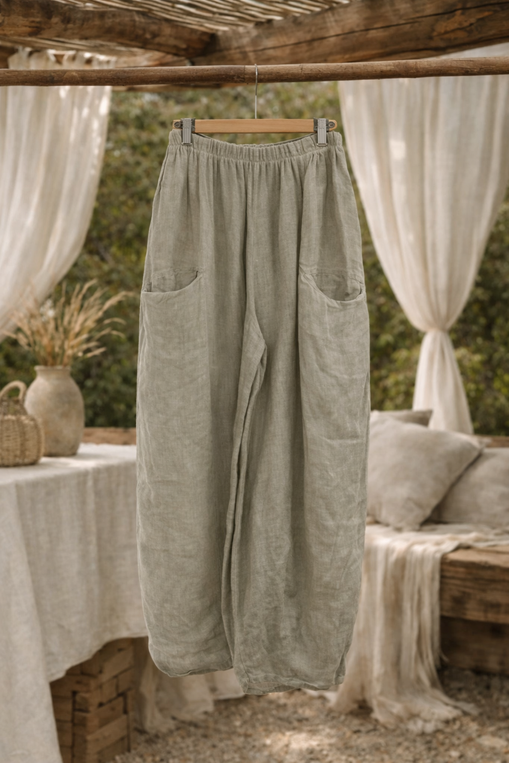 French Linen Wide-Leg Pants