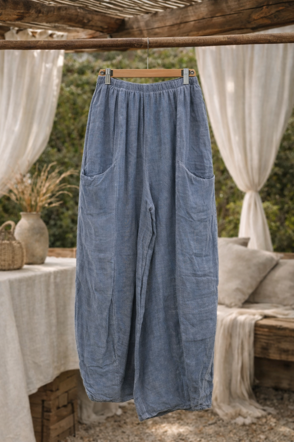 French Linen Wide-Leg Pants