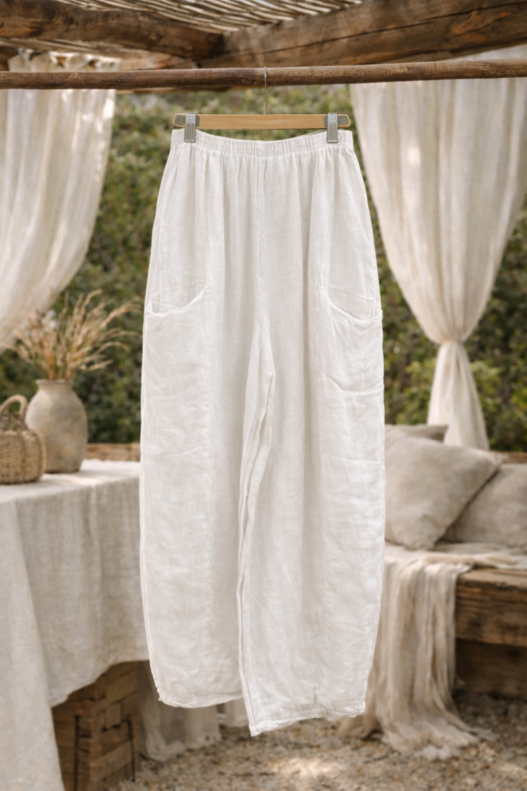 French Linen Wide-Leg Pants