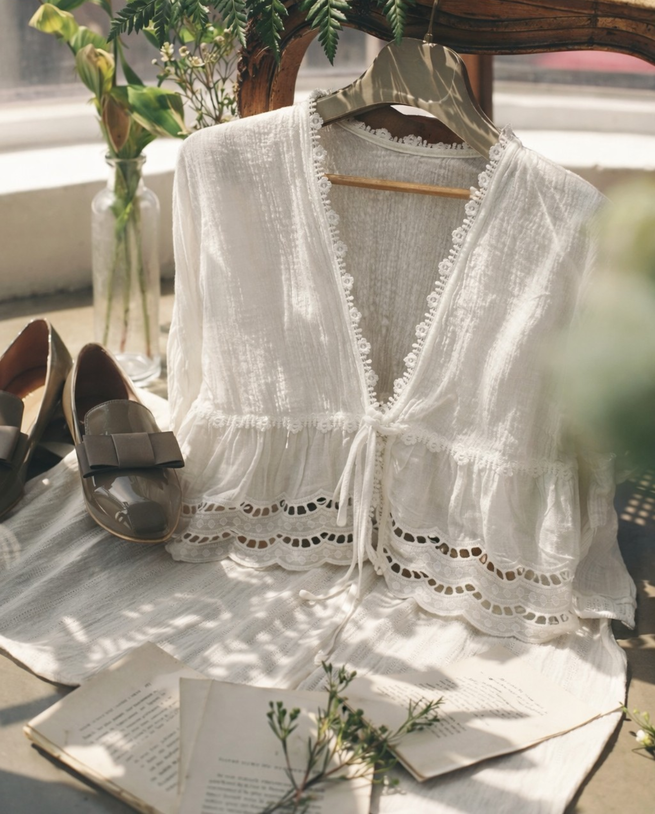 Bohemian White Blouse with Lace