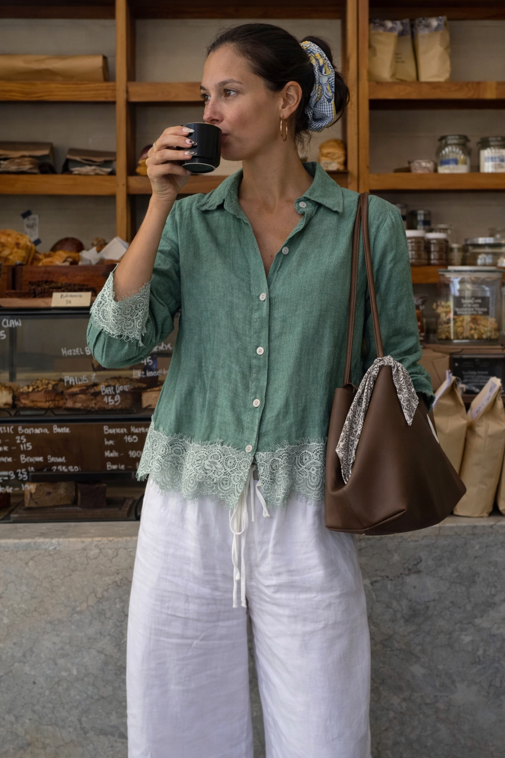 The feminine linen lace shirt