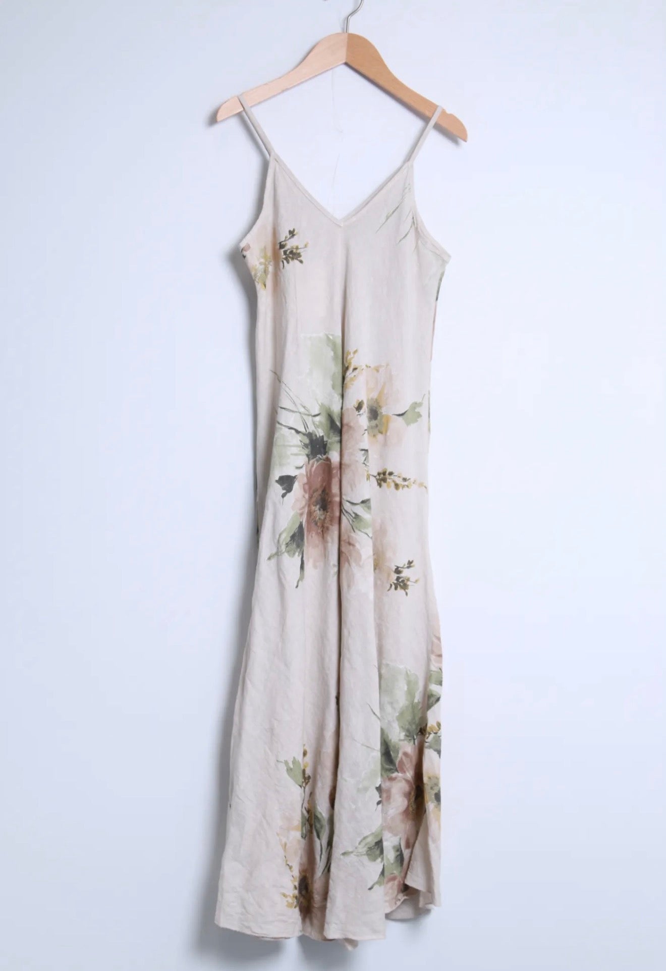 Soft Floral Linen Maxi Dress