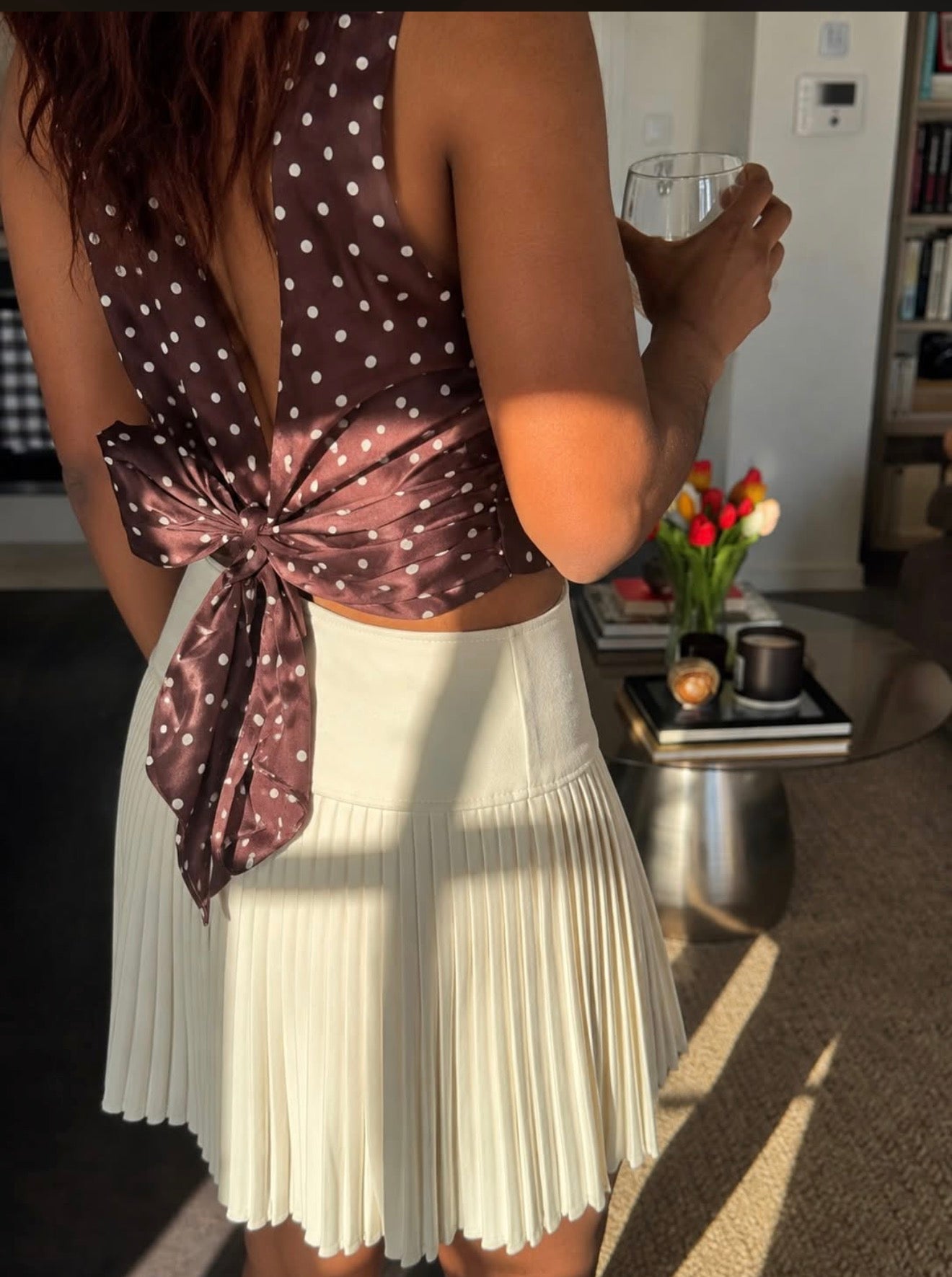 Pleated cream skirt