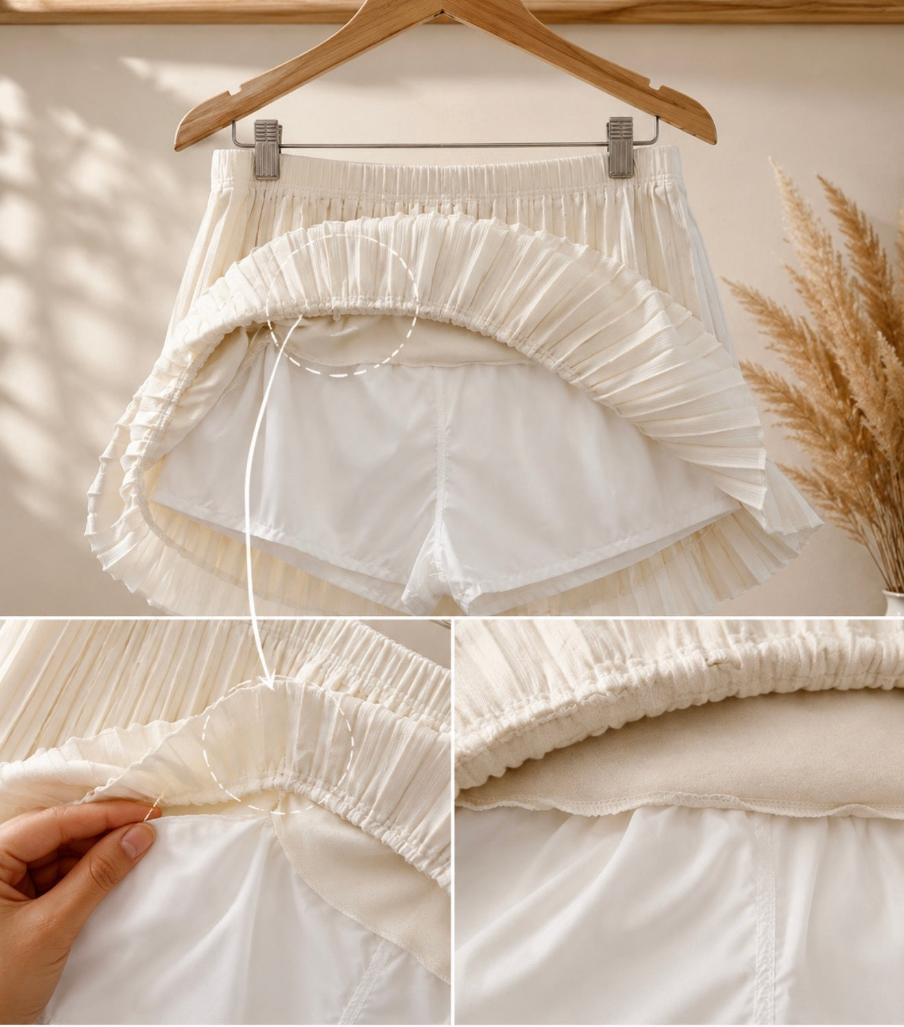 Pleated cream skirt