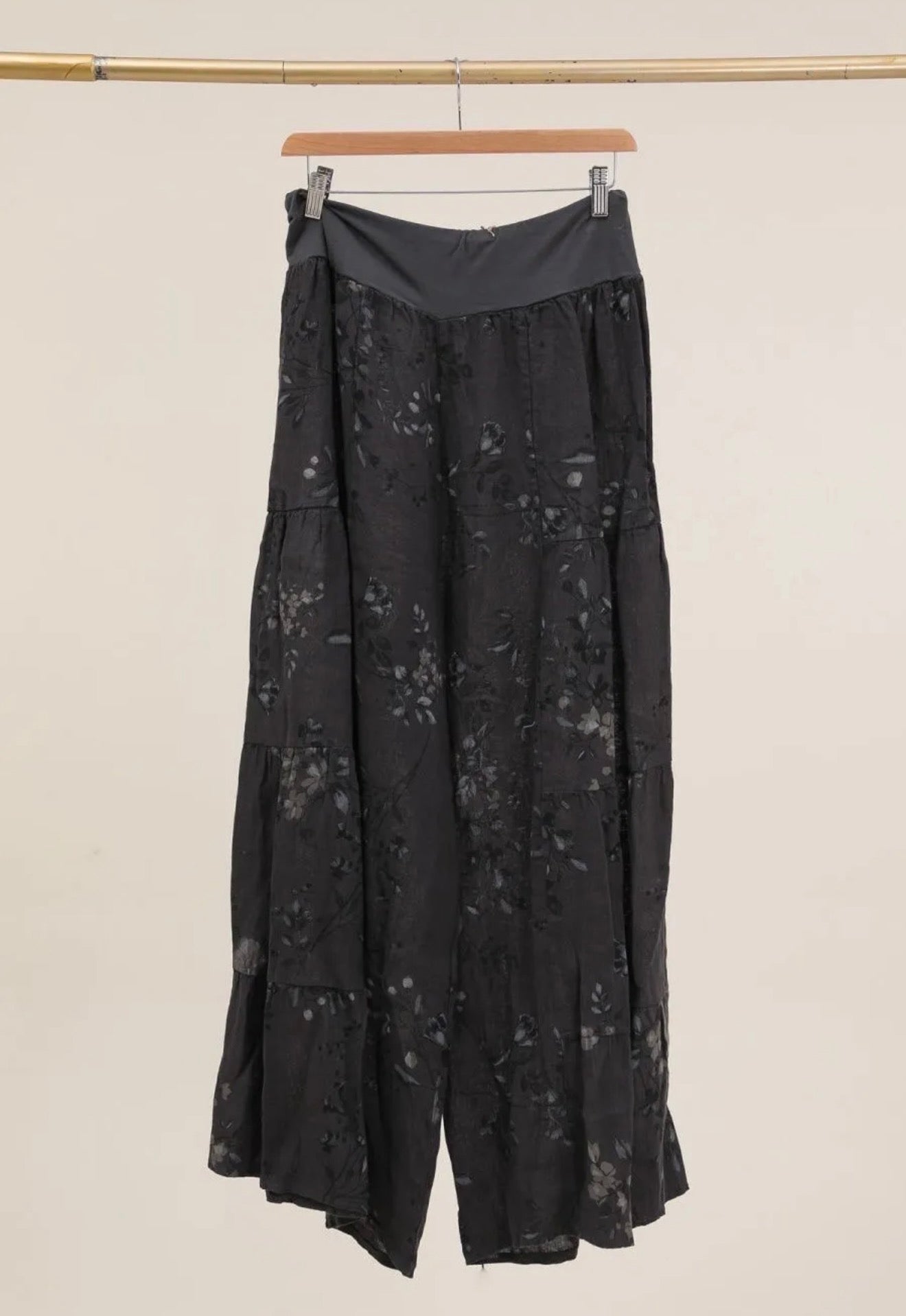 Lightweight linen Floral Wide-Leg Pants