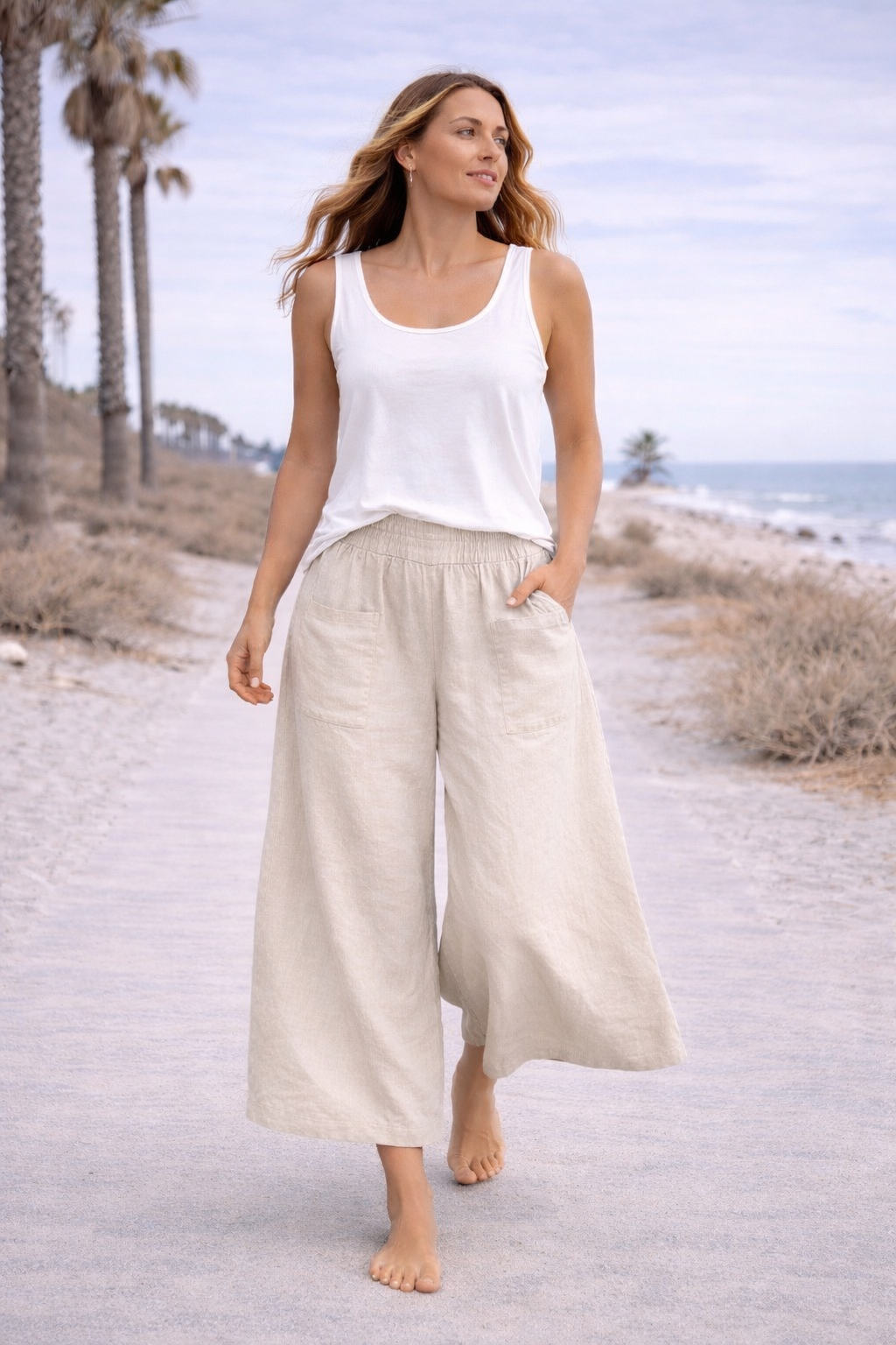 Relaxed Wide-Leg Linen Pants