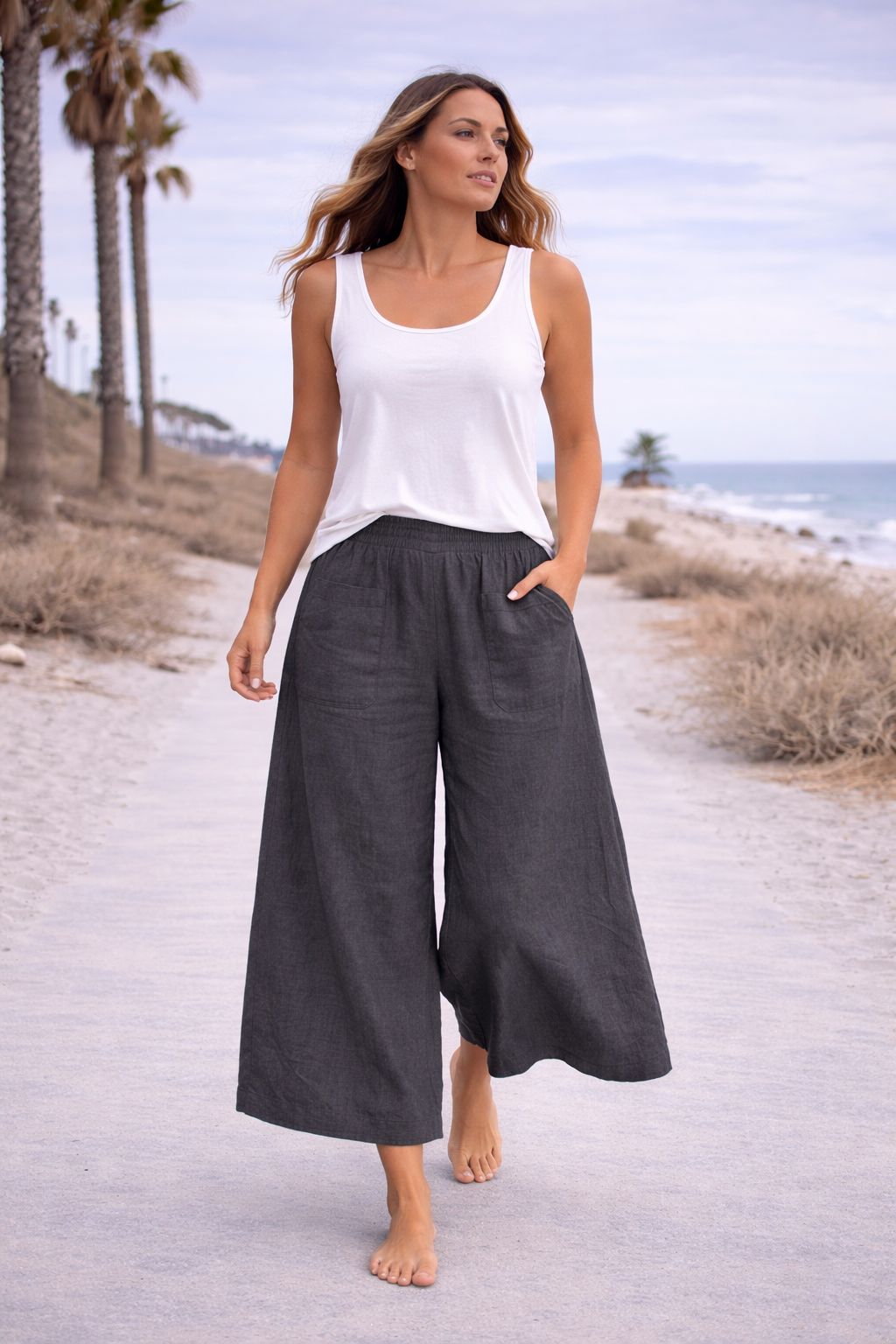 Relaxed Wide-Leg Linen Pants