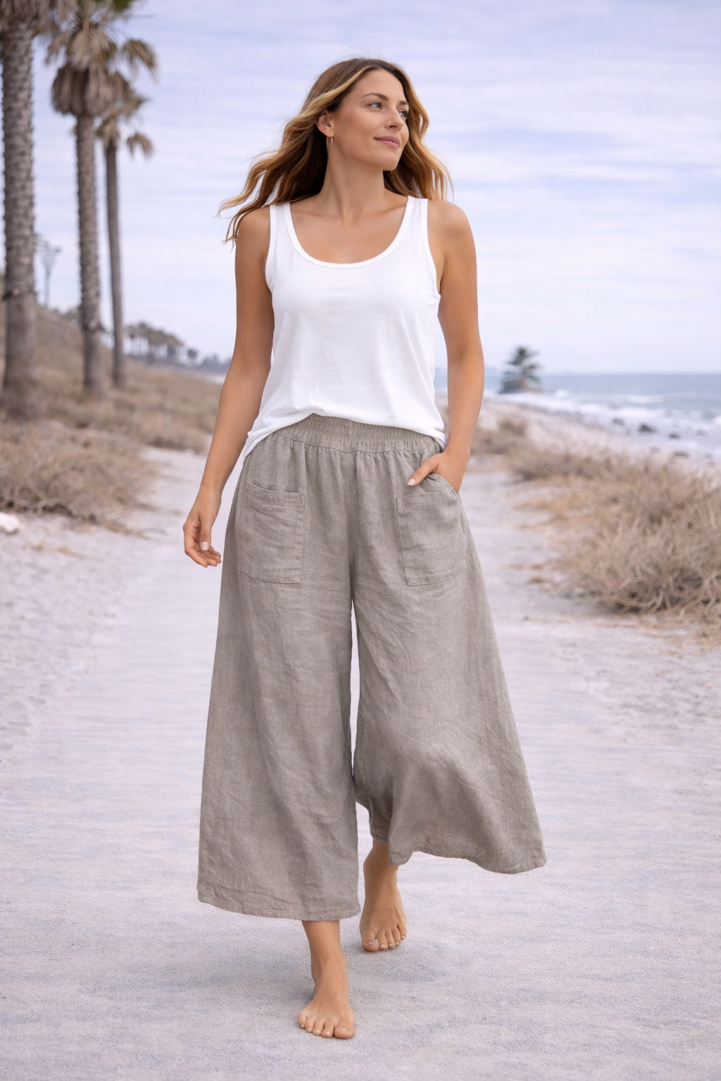 Relaxed Wide-Leg Linen Pants