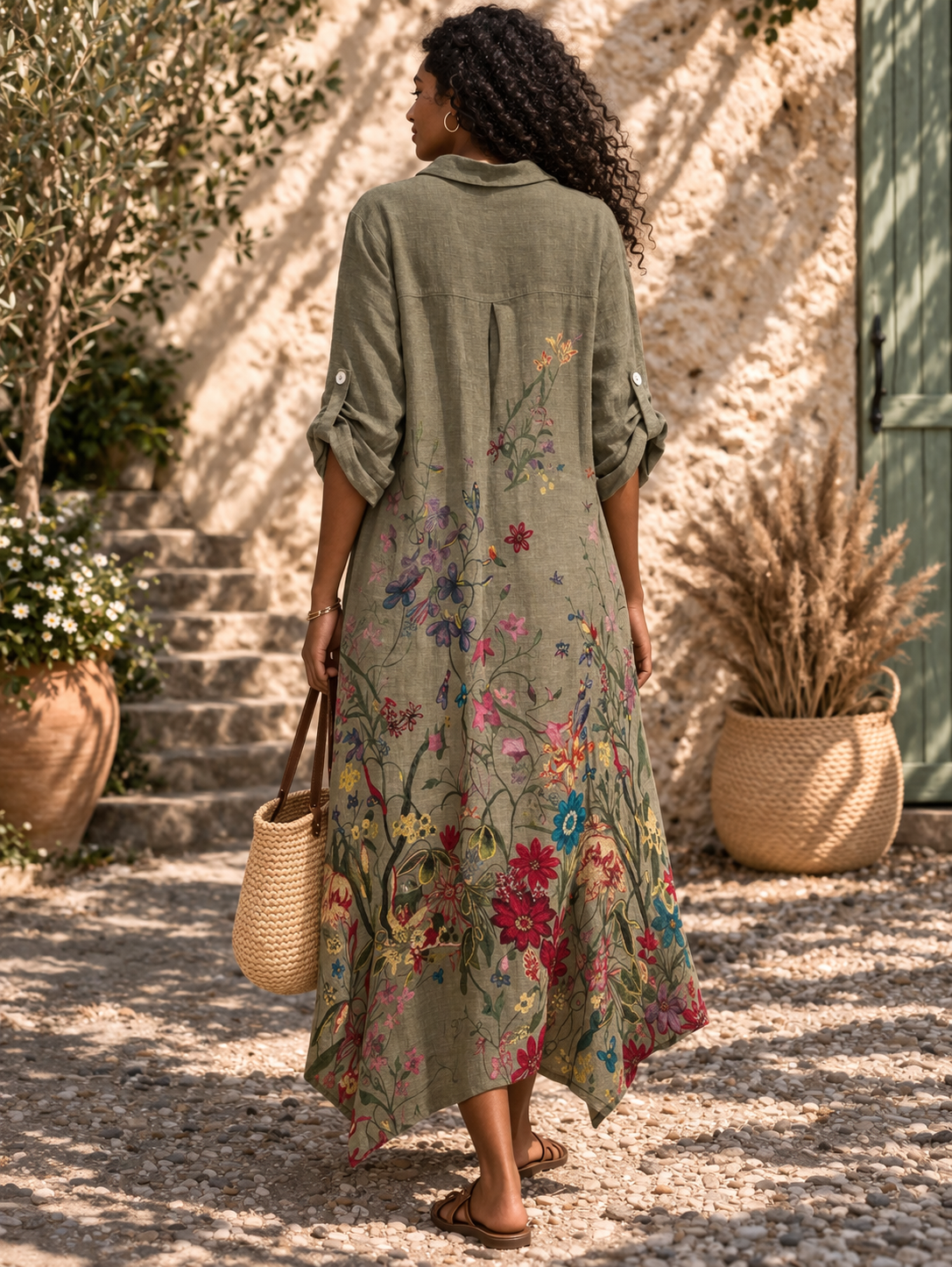 Provence Bloom Linen Dress