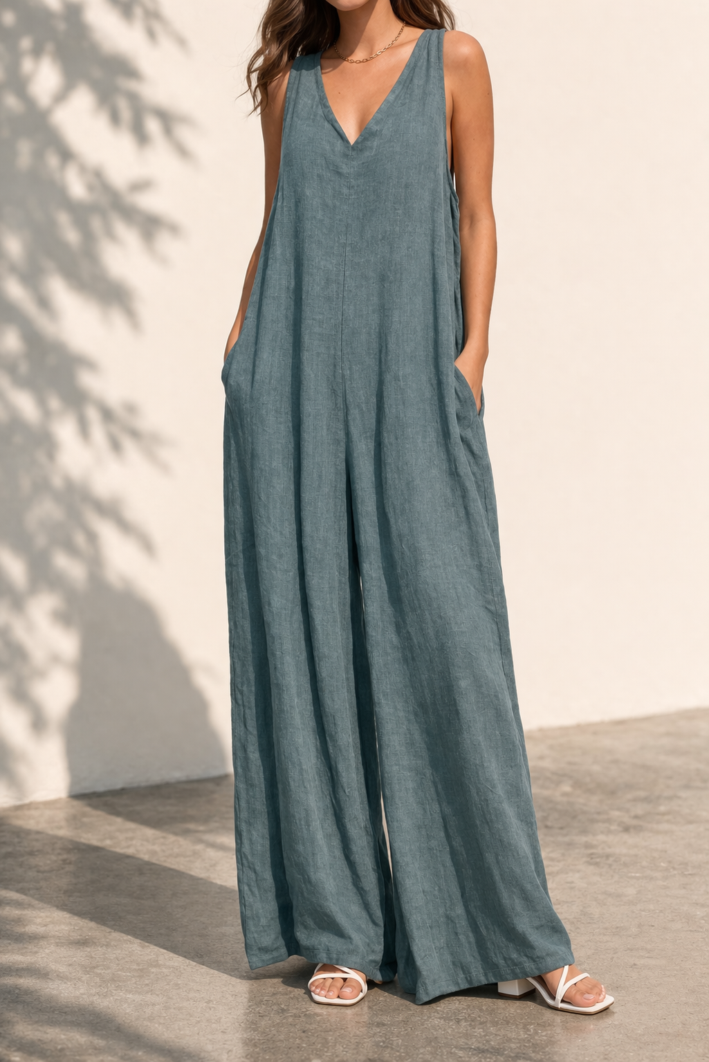 Azure Drift Linen Jumpsuit