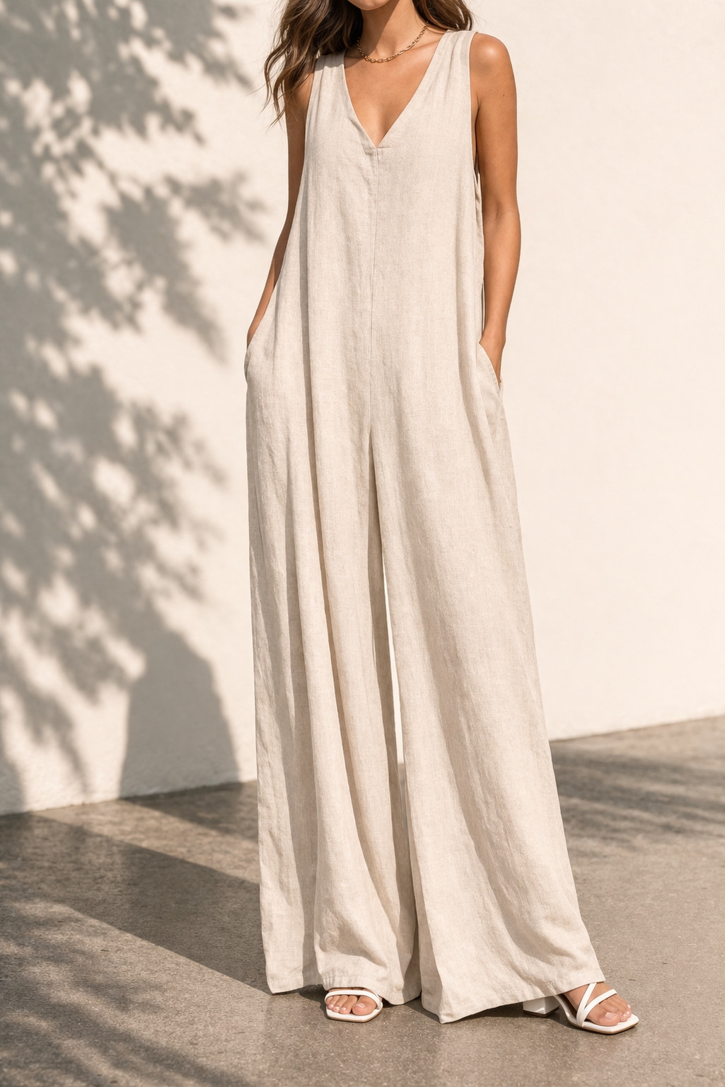 Azure Drift Linen Jumpsuit