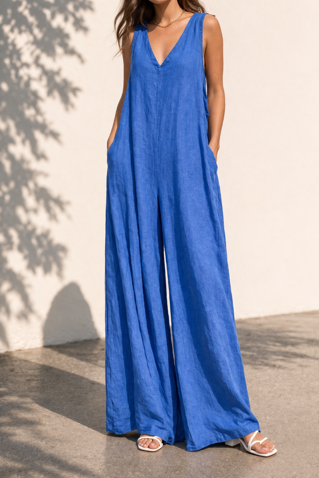 Azure Drift Linen Jumpsuit