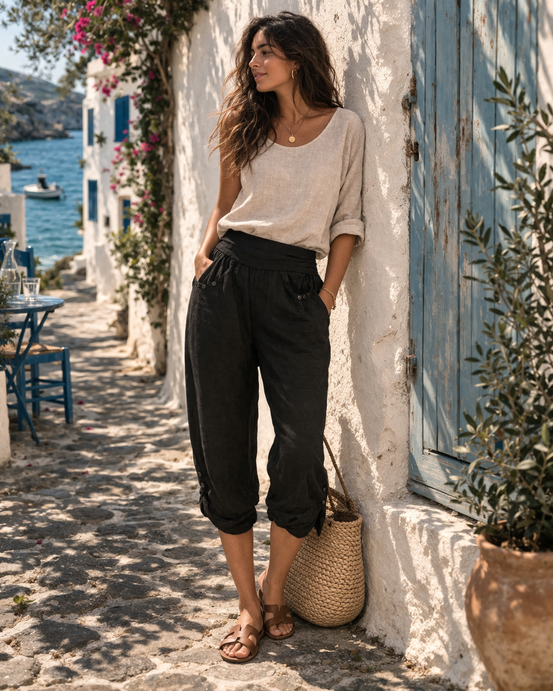 Santorini Sculpt Linen Pant