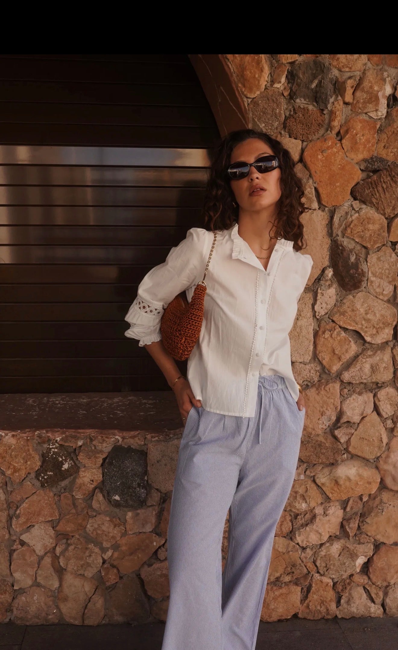 Light Blue Striped Pants