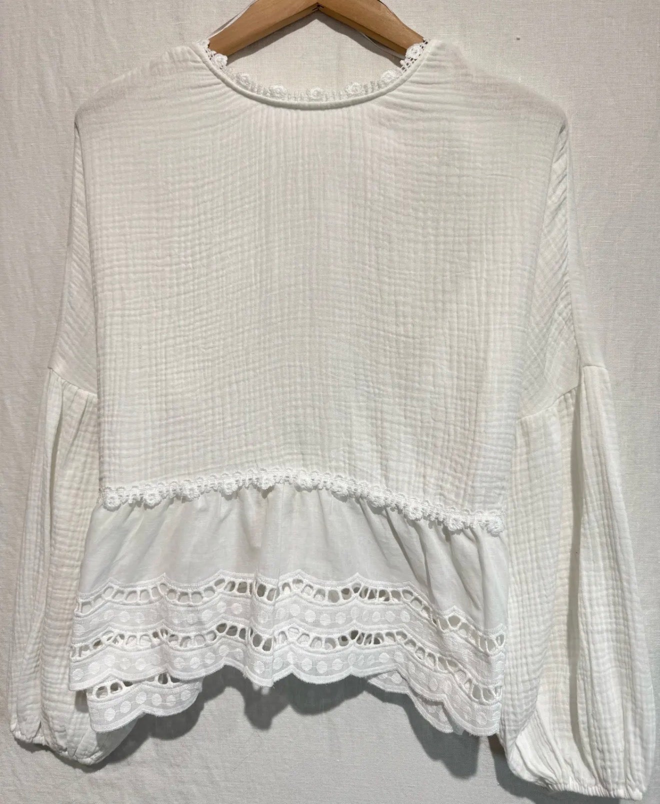 Bohemian White Blouse with Lace