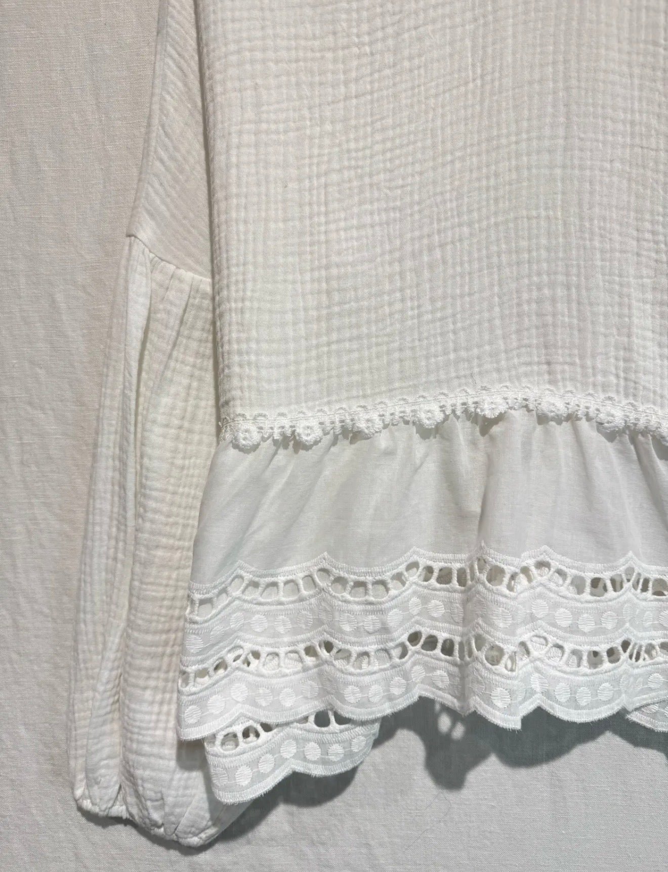 Bohemian White Blouse with Lace